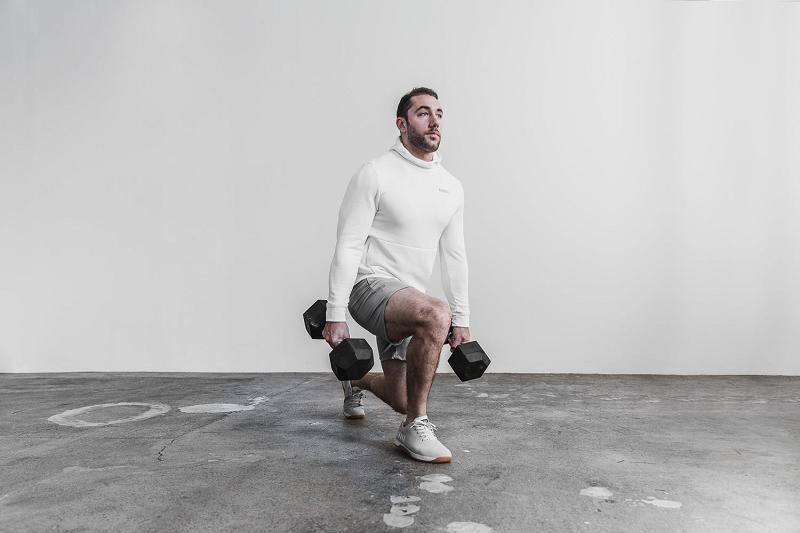 Nobull Performance Pullover Men's Hoodie White | USA G1569S